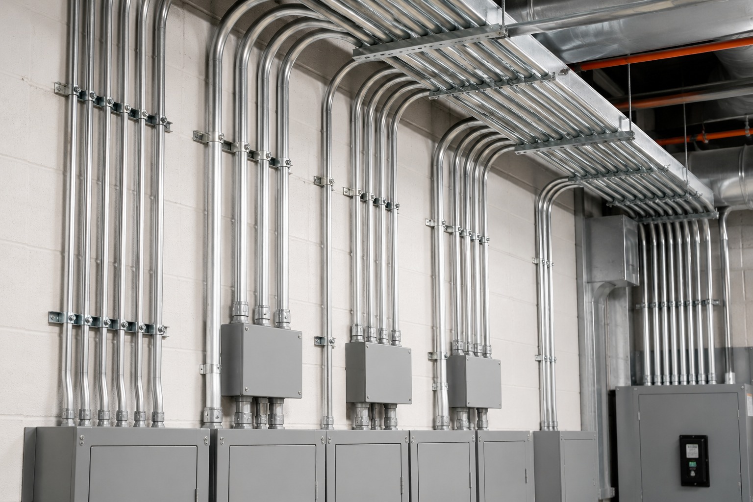Commercial electrical conduit installation